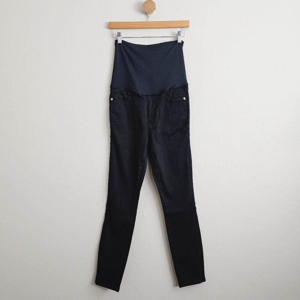NWT Good American Home Stretch Maternity Skinny Jeans 00 24 Black Full Panel - Picture 4 of 9